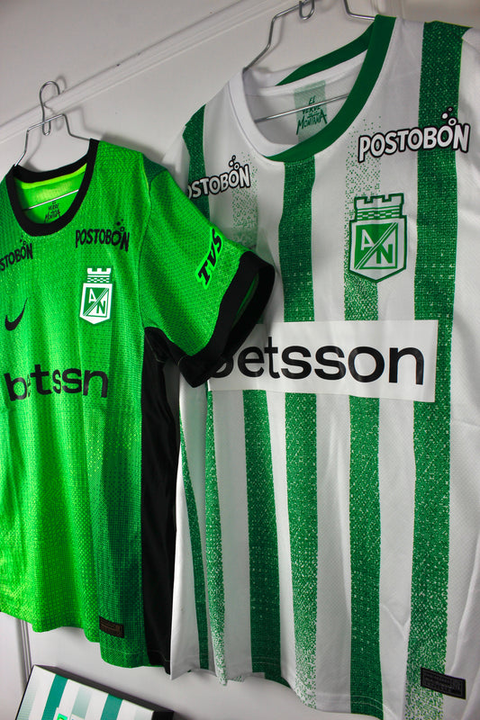 Combo 2x1 Camisetas Atlético Nacional – Verde Limón + Rayas Blanco/Verde